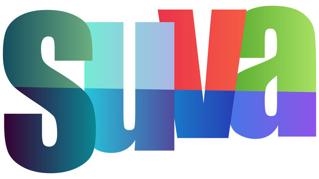 Colorful stylized letters forming a modern abstract text suva design