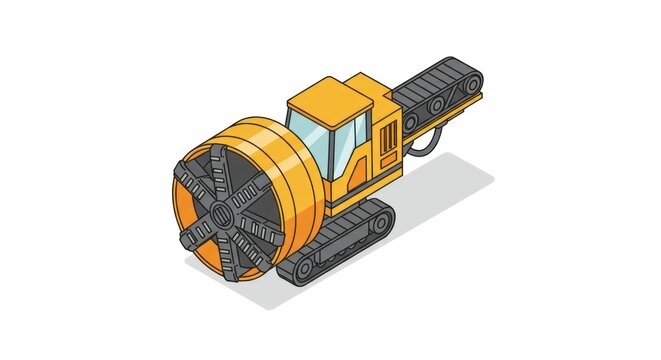 Yellow Tunnel Boring Machine Illustration.