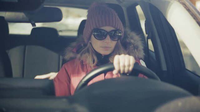Driver Driving Automobile. Transportation and Road Trip. Driving Safety and Concentration