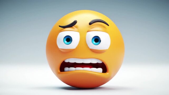 A yellow emoji with a worried face, big eyes and an open mouth
