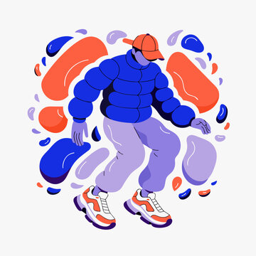Person with shrinking attention span surrounded by colorful shapes illustration
