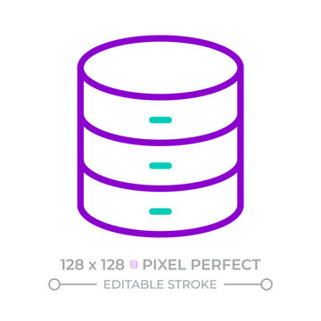 Database two color line icon. Data management, modern technology. Software development. Information encryption bicolor outline symbol. Duotone linear pictogram. Isolated illustration. Editable stroke