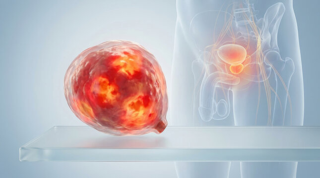 Male pelvic pain prostate inflammation urology men health anatomy pelvic pain and prostate inflammation urology topic for men health anatomy concept with urinary bladder illustration