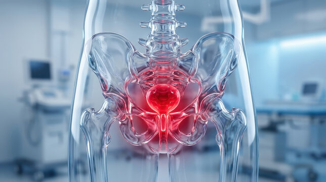 Pelvic pain prostate inflammation urology men health anatomy male pelvic pain prostate inflammation urology men health anatomy medical concept with red highlight showing male pelvic region clinic