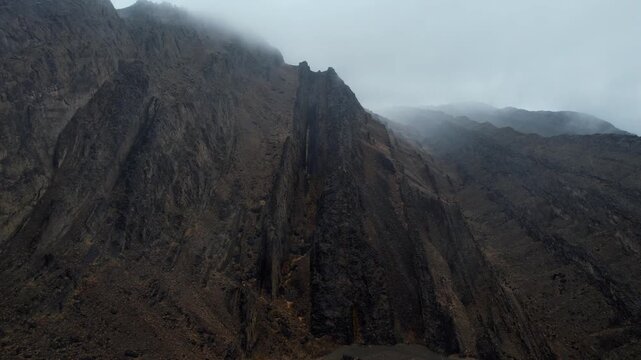 Aerial Shot of Khanan Khets Rock Layers In Noyon Uul Valley in Gobi Desert Mongolia