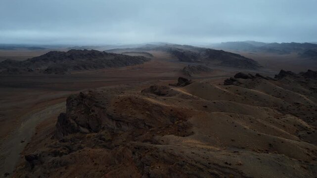 Aerial Views of Khanan Khets and Geological Formations in Noyon Uul Valley