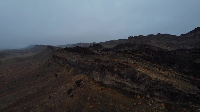 Aerial View of Geological Rock Formations in Noyon Uul Valley, Gobi Desert