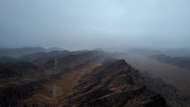 Aerial Views of Khanan Khets Geology and Noyon Uul Valley in Gobi Desert Mongolia