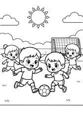 Obraz premium Little football players coloring page