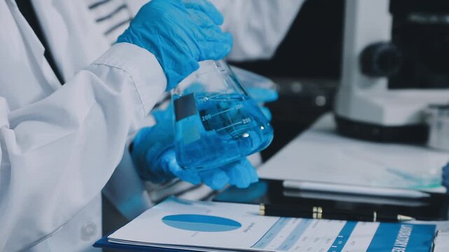 Medical science laboratory. Concept of virus and bacteria research
