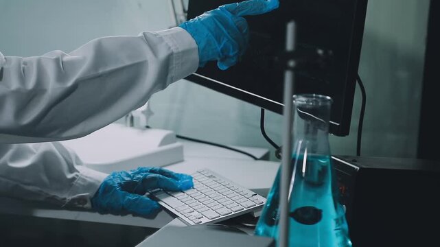 Medical science laboratory. Concept of virus and bacteria research