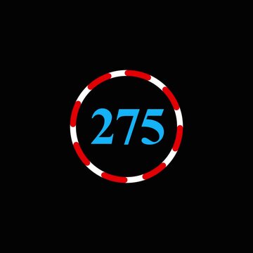 Animated countdown timer featuring number 275 inside rotating red and white striped circular border against black background