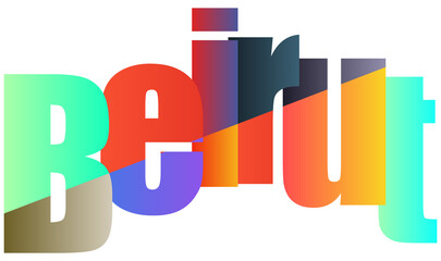 Fototapeta premium Colorful stylized letters spelling out modern beirut name design