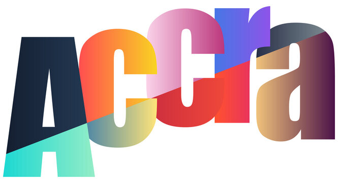 Colorful gradient letters forming stylish modern Accra logo design