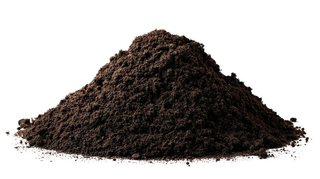 Heap of dark fertile soil perfect for planting background isolated on a Transparent background, PNG file.