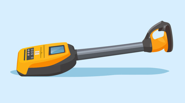 Cartoon illustration of a yellow and black electronic device with a display and handle