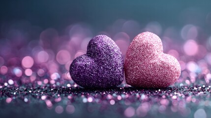 Obraz premium Glittering Hearts: A Romantic Valentine's Day Celebration