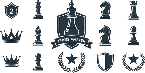 Chess Master Icons Set with King Strategy Symbols © ABDUL HAKIM
