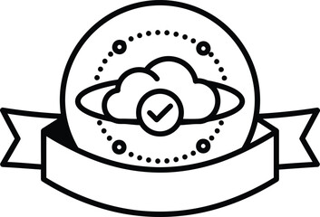 Fototapeta premium Cloud Computing Service Certified Badge with Ribbon and Checkmark