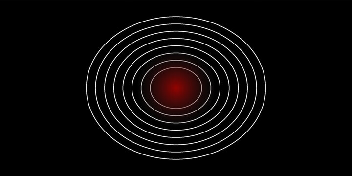 Pain Relief Target Icons: Concentric Red Circles for Healthcare, Radar, and Sound Wave Concepts. Pain red circle or localization mark, aching place sign, abstract symbol of pain