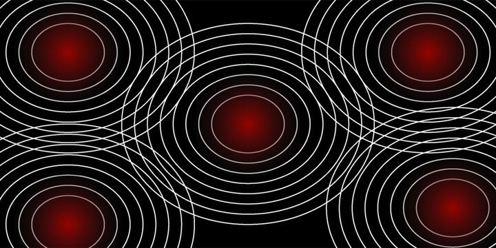 Pain Relief Target Icons: Concentric Red Circles for Healthcare, Radar, and Sound Wave Concepts. Pain red circle or localization mark, aching place sign, abstract symbol of pain
