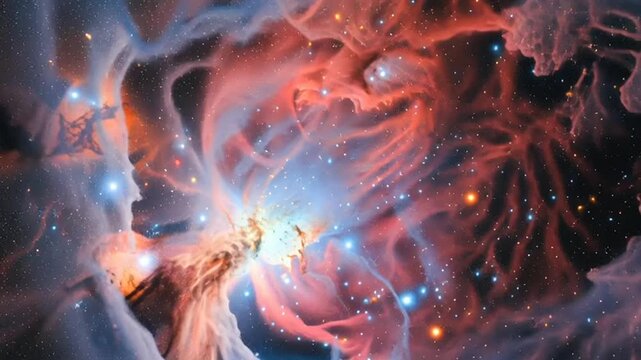 cosmic nebula explosion with vibrant interstellar gas clouds and stars in deep space