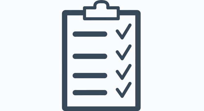 Efficient digital graphic depicting a completed checklist on a clipboard, symbolizing successful task management, project organization, and verified accomplishment in business workflows