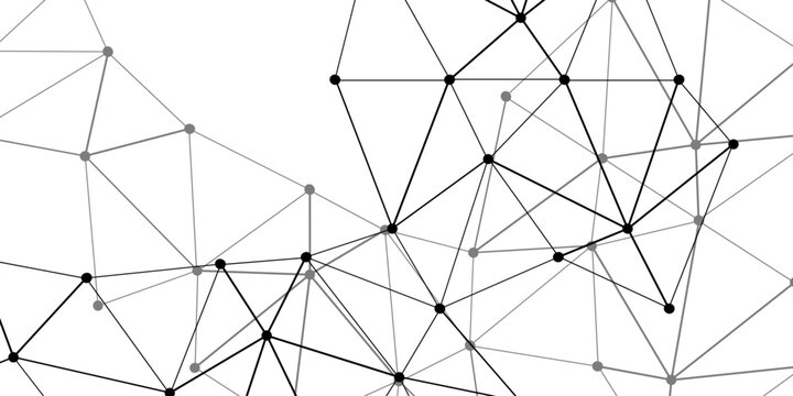 Vector Abstract intricate interconnected web geometric shapes, evoking sense of digital connectedness, complexity, and network, featuring array of vertices and connecting edges.