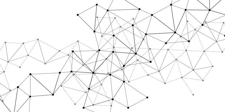 Vector Interconnected nodes form complex network, intricate web of data points illustrates digital connectivity and global communication.