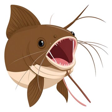 Cartoon catfish with open mouth.