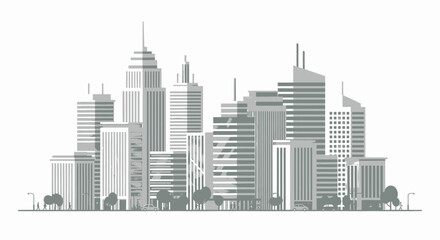 Obraz premium Dynamic urban skyline illustration depicting a modern downtown business district with contemporary architectural skyscrapers and bustling city infrastructure, representing growth and development