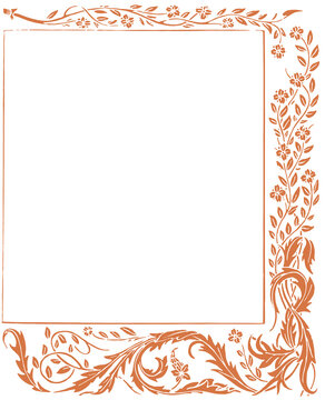 Minimal Floral Frame Vintage Botanical Border Elegant Simple Rectangle Frame