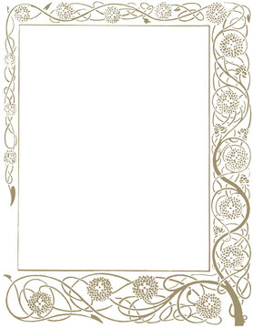 Vintage Floral Frame Ornamental Botanical Border Antique Decorative Rectangle