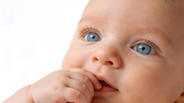Closeup of a baby with blue eyes