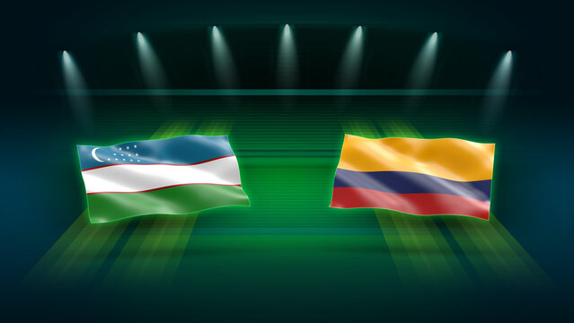 International Soccer Match Preview &ndash; Uzbekistan vs Colombia with Flags