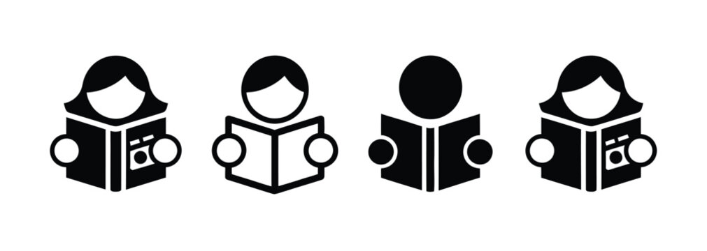 Reading book icon set for education learning and reader concept read book symbol minimal vector illustration isolated on white background