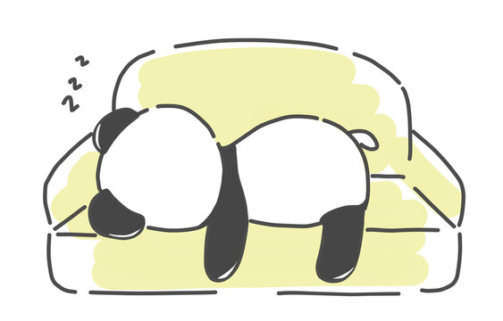 ソファーで眠るパンダ