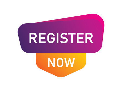 Register now call to action banner with vibrant gradient and check mark icon.