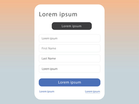 Modern ui form template with text fields and rounded corners.