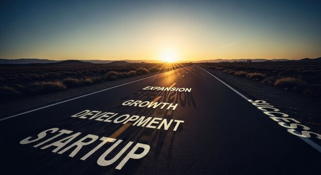 Road to Success Startup Growth Development Expansion and Achievement.