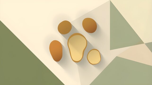 Abstract Flat Vector Illustration of Potatoes with Long Shadows and Geometric Shapes
