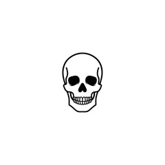 Obraz premium Human skull anatomy line art icon with skeleton illustration minimalist
