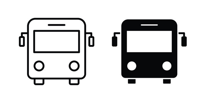 Bus icon design project. Editable clipart and line icons