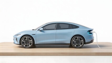Obraz premium Blue electric car charging