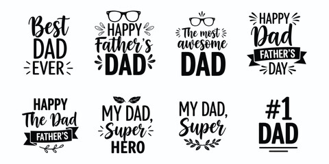 Fototapeta premium Collection of hand lettered father's day typography designs