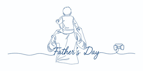 Obraz premium Sketch of a wine bottle with 'father's day' label and wine glass
