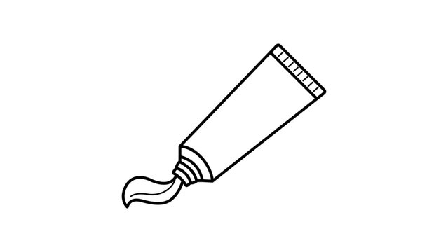 Minimalist Toothpaste Tube Editable Stroke Vector Icon. Hand-drawn black line illustration of a tube of paste for dental hygiene, oral care, and health. Scalable outline graphic on white background.