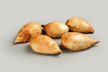 Fototapeta premium Hearty bread items displayed in rustic market setting emphasizing warmth