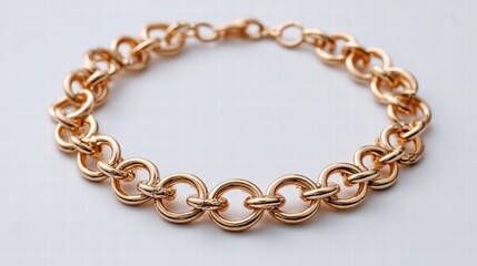 Obraz premium Elegant Gold Chain Bracelet on White Background
