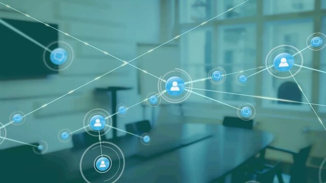 Single blue node appearing spawning nodes and lines network growing across table showing links